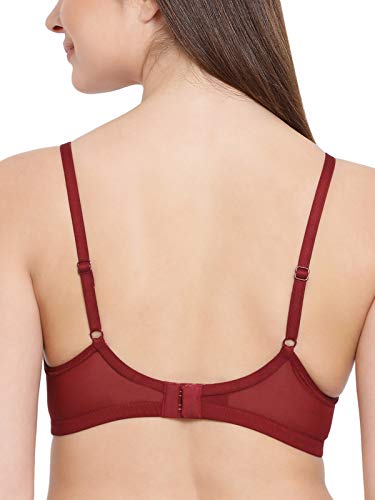 Image of Clovia Women's Polyamide Solid Padded Full Cup Wire Free T-Shirt Bra - Dark Red