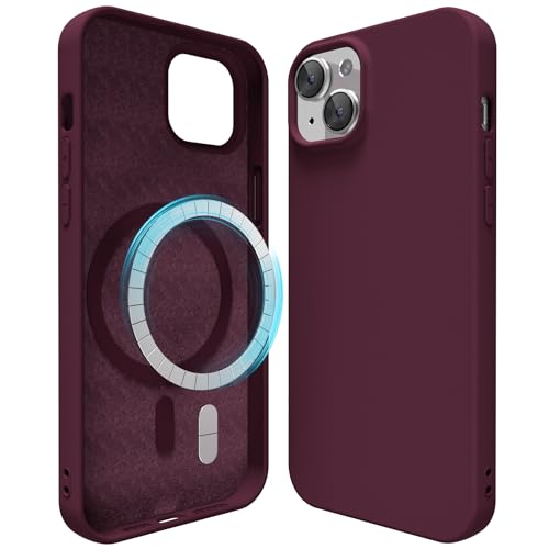oakxco für 12 Mini/ 13 Mini Hülle Magsafe Silikon Handyhülle Bunt Dünn Slim Case Einfarbig Handy Hülle Mädchen Magnetisch Induktives Laden Schutzhülle Matt Silikonhülle Weinrot Bordeaux
