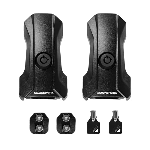 Seven Sparta Upgraded Locking Hood Latches for Jeep Wrangler JL/JLU 2018-2025 & Gladiator JT 2020-2025, with Keys & Anti-Theft Screws - Aluminum Locking Hood Catch, 1 Pair, Streamlined