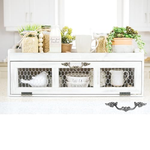 Felt Creative Home Goods Farmhouse Chicken Wire Countertop Shelving Organizer,