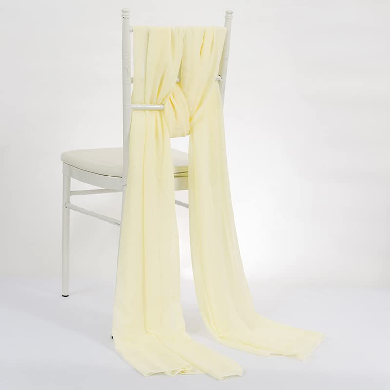Elfenbeinfarbene Chiffon-Stuhlschärpen, Abdeckhauben für Hochzeiten, Veranstaltungen, Partys, Dekoration, Auburn, 10 Stück