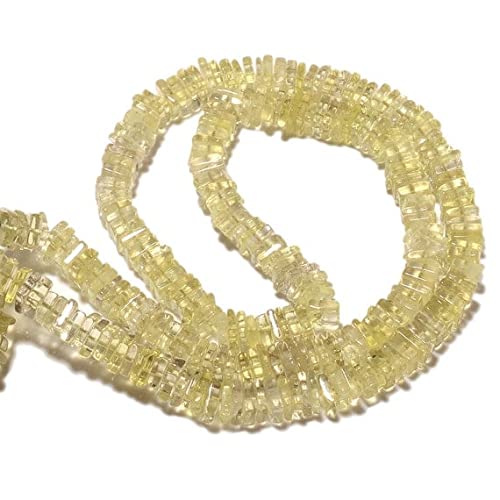 Perles Heishi en Quartz Citron 6 mm sur fil de 40 cm pour créer vos bijoux bohèmes d'été