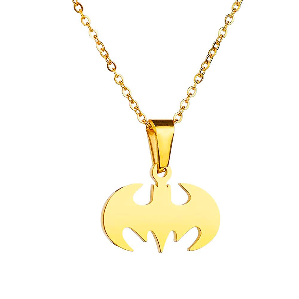Bat Necklace For Men Women Silver Gold Stainless Steel Trendy Cool Gothic Anime Style Bat Necklace Halloween Cosplay Party Jewelry