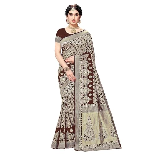 Yashika Women's Trendy Banarasi Kanjivaram Navy Color Art Silk Sa...