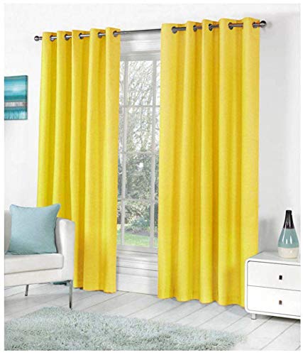 Home Garage Eyelet Long Door Polyester Curtains Set of 2 - (Yellow 4x9)-image-48