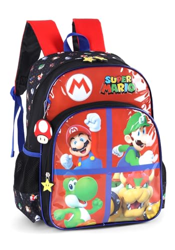 Luxcel, Mochila Infantil Escolar Personagem Super Mário Original Cor:Vermelho