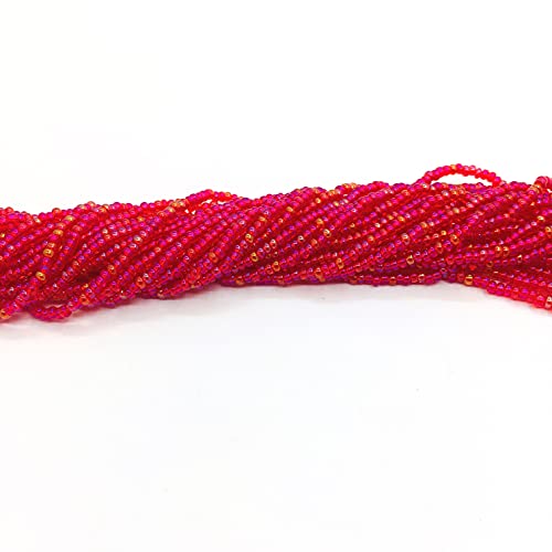 Perlin 2 mm Seed Beads Glass Beads Indian Beads Seed Beads Pony Beads Preciosa Ornela Czech 11/0 9000 Pieces on 24 Strands Red AB Transparent Round - Image 3