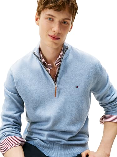 Image of Tommy Hilfiger Men's Long Sleeve Cotton Quarter Zip Pullover Sweater