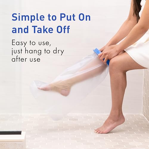 TKWC INC 100% Waterproof Leg Cast Cover for Shower – Reusable Watertight Foot Protector with Anti-Slip Bottom – Comfortable, Easy to Use