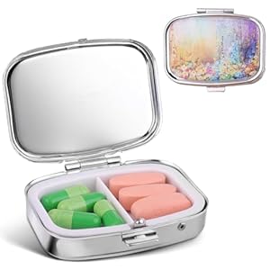 WLLHYF Pillendoosje 2 vakken met spiegel draagbare kleine tablettendoos retro bloemen pillen-organizer voor vitamine visolie pillen tassen portemonnees reizen