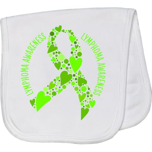 inktastic Lymphoma Awareness Lime Ribbon Made of Hearts Baby Burp Cloth White 46312