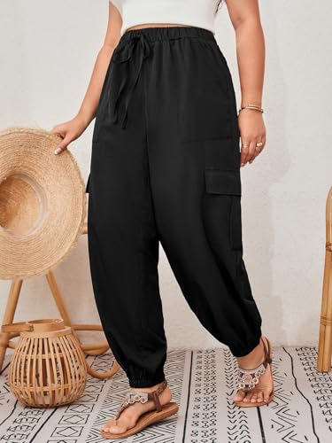 SOLY HUX Women's Plus Size High Waist Cargo Pants Casual Loose Baggy Jogger Pants Trousers Pockets4
