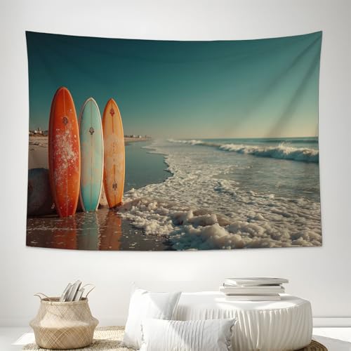 Tapisserie murale plage de surf 180x230cm grand tissu deco salon