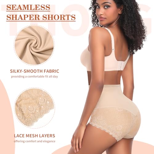 Image of Werena Tummy Control Shapewear Panties for Women High Waist Body Shaper Underwear Lace Shaping Girdle Briefs