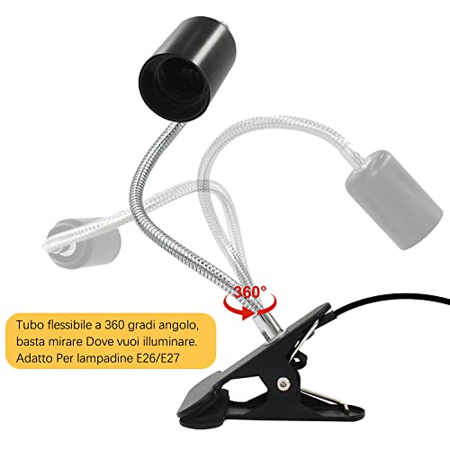 Portalampada E27 con Pinza, Porta Lampada da