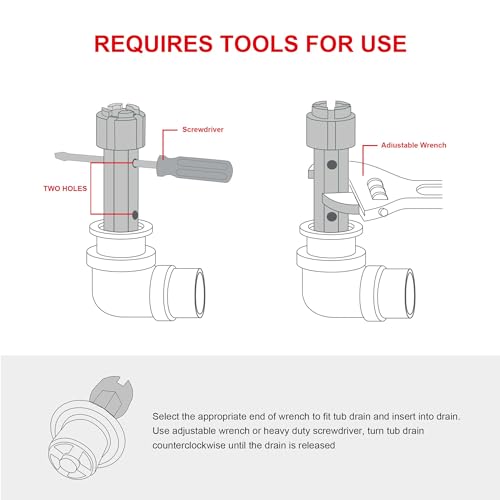 HAUTMEC Tub Drain Remover Wrench Tool Heavy Duty Aluminum Shower Bathtub Drain Removal Tool PL0030 - Image 4