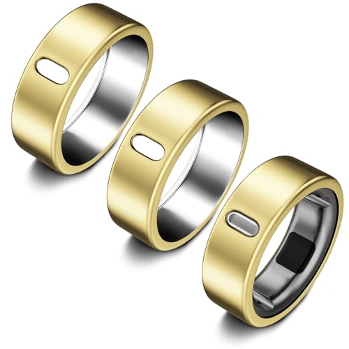 3 Pack Cover Compatible with Oura Ring Gen 4/Oura Ring Gen 3 Horizon/Heritage Support Charging with Cover on Anti-Scratch TPU Protector for Men Women (Size 8 Gold*3)