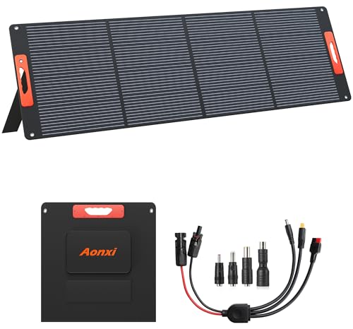 240W Portable Solar Panels for Power Station, Solar Angle Guide, Monocrystalline ETFE Foldable Solar Panel Charger with QC3.0 USB/Type-C, 20V DC Output Adjustable Kickstand for Outdoor Camping, RV