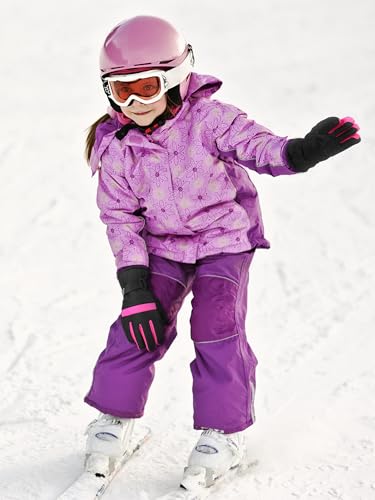 Image of SATINIOR 2 Pairs Kids Waterproof Winter Snow Gloves Ski Gloves for Boy Girl Outdoor Warm Thickening Snowboard