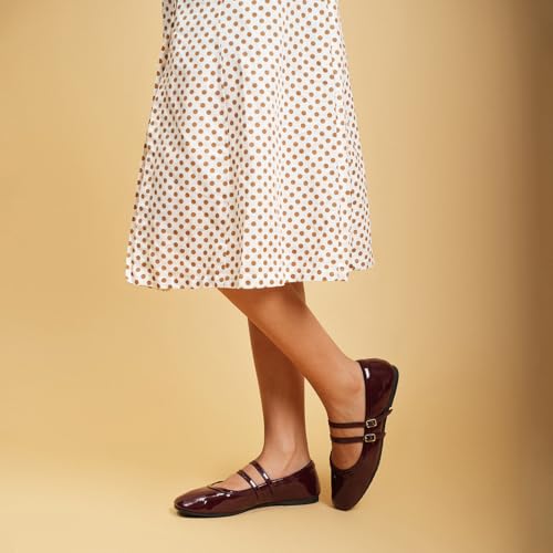 Image of Theater Bianca Mary Jane Shoes for Women with Double Buckle Straps, Bow Accent and Soft Cushioned Insole