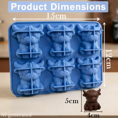 Molde de silicona para cubitos en forma de vaca Highland miniatura 6