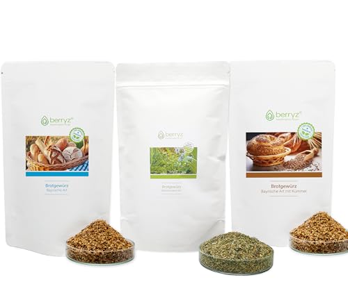 Brotgewürz 3-er Set | Bayrische Art 100g + Bayrische Art mit Kümmel 100g + Mediterrane Art 90g | Vielfalt & Abwechslung | Brot Gewürz