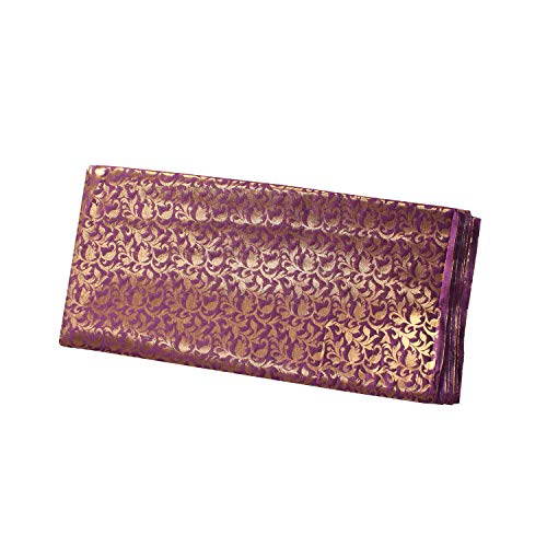 Plum Brocade Art Silk Fabric Solid Pattern Wedding Lehenga Fabric for Sewing Crafting Home Decor by The Yard