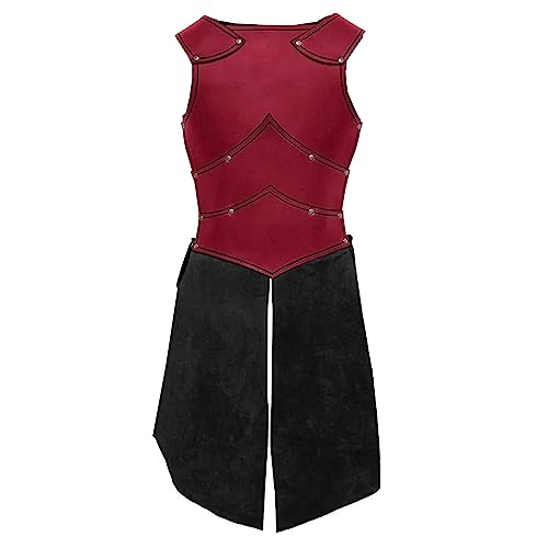 Ucosbros Medieval Armor Viking Armor Knight Dress Armor Pu Leather Costume For Larp Party Red #TOP2