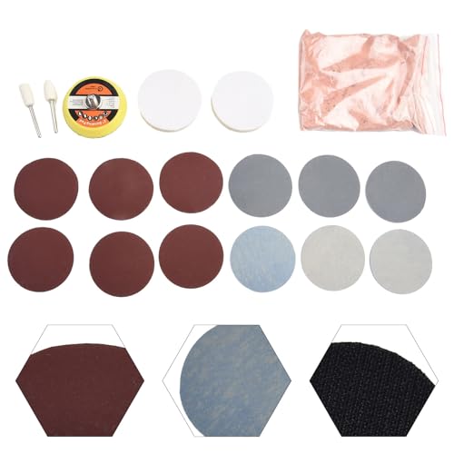 MoSundi Car Windshield Glass Scratch Remover Kit with Cerium Oxide Powder and Assorted Polishing Pads for Auto Glass Repair, 20g