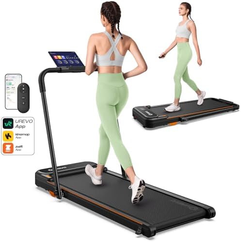 UREVO Strol 2E Smart 2-in-1 Folding Treadmill, Compact Walking Pa...