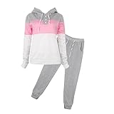 SCASTOE 2Pcs Womens Hoodies Sport Tops Pants Tracksuit Sweatshirt Sweat Suit Jogging Set (L, Gray)