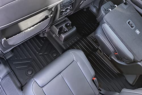 Smartliner All Weather Custom Fit Black 3 Row & Cargo Liner Behind The 3Rd Row Floor Mat Liner Set Compatible With 2021-2023 Jeep Grand Cherokee L With 2Nd Bucket Seats Without Center Console #TOP3