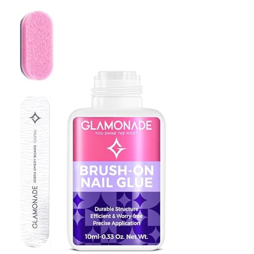 Glamonade Super Strong Nail Glue: Glue for Press Ons & Acrylic Nails & Fake Nail Tips - 10ml Professional Easy Long-Lasting Mess-Free Application Adhesive