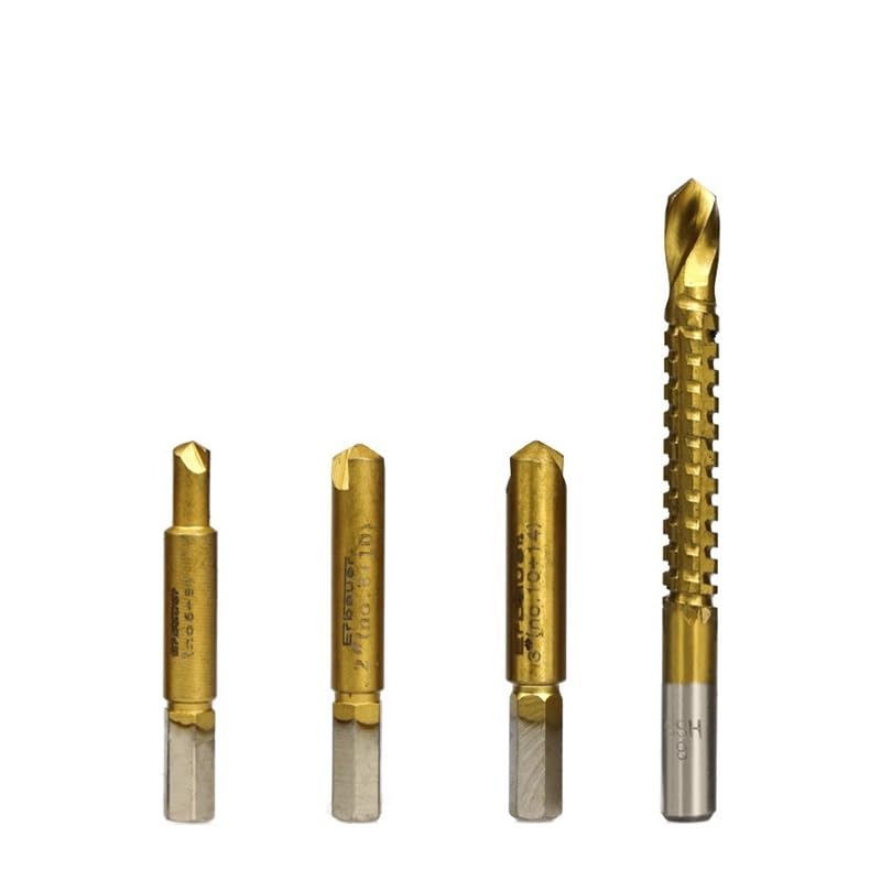 Extractor de tornillos dañados con broca sierra perforadora, 4 piezas, herramienta for quitar pernos rotos y espárragos, metal