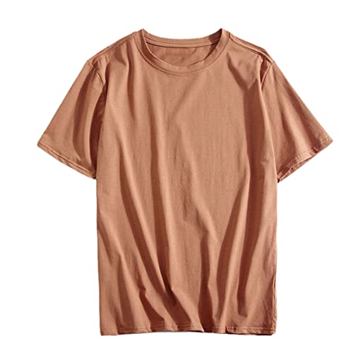 T-shirt coton homme 3XL auburn à col rond et coupe oversize d'été