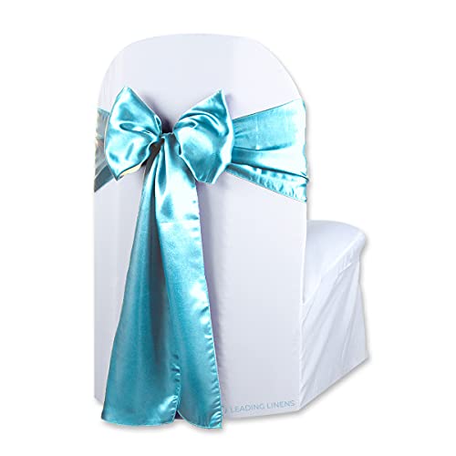 Satin Bow Sash Chair Cover Decoration - Elegant Sashes for Weddings, Banquets, Receptions, Special Events, Restaurants, and Parties - 28 Available Color Choices, Set of 150, Turquoise
