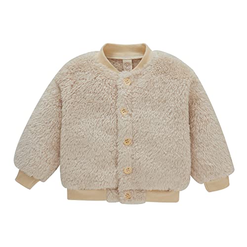 Pull Garçons Capuche Enfant en bas âge enfants enfants bébé garçons filles solide corail polaire Cardigan manteau vêtements d'extérieur tenues vêtements (Beige, 18-24 Months) Cover