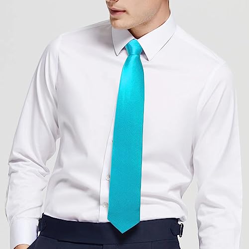Image of Luckyvestir Mens Tie Solid Satin Neck Ties 3.15'' Formal Necktie for Wedding Business Christmas Father's Valentine's Day Gift
