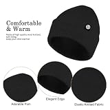 Enwokran 3 Stück Wintermütze Mütze Handschuhe Schal Set Thermo Strickmütze Elastischer Weiches Fleece Gebürstetes Innenfutter Schal Touchscreen Handschuhe Set für Kaltes Wetter (Schwarz)