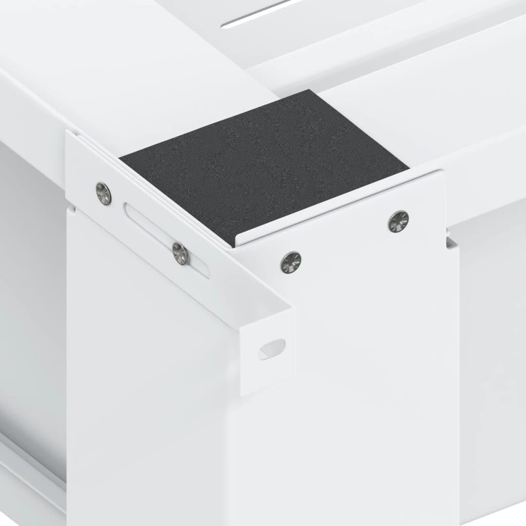 Double Washing Machine Pedestal with Drawers, Heavy Duty Steel Laundry Stand for Washer and Dryer, Universal Heightening Base with Storage, White