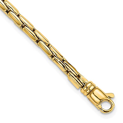 Jewelplus 14K Yellow Gold Polished Fancy 3.5Mm Round Square Link Book Briolette Venetian Box Chain Bracelet - 7.5" #TOP2