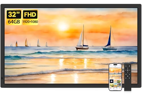 Uhale 32 Inch Extra Large Digital Picture Frame with 64GB, Remote Control, 1920 x 1080 FHD IPS WiFi Electronic Photo Frames, Support SD and USB, Share Moments Securely and Instantly, No Touch Screen