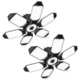 2 Pack LED Garage Lights, 18000LM 6500K Deformable LED Garage Ceiling Light with 6+1 Adjustable Panels, Shop Lights for Garage, Workshop, Warehouse, Barn, Shed