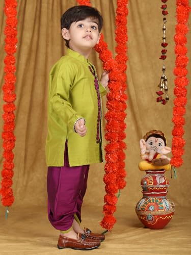 Image of POLKA TOTS Pure Cotton Traditional Dhoti Kurta Set for Baby Boys, Toddlers & Kids | Soft and Breathable Cotton Ethnic Dress for Festivals and Weddings | Traditional Elegant Indian Festive Clothing