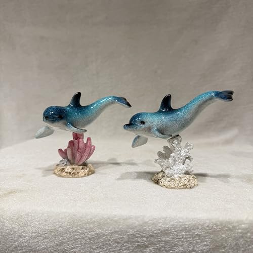 Image of AUGEN Polyresin Two Dolphins Statue Showpiece for Home Decor Decoration and Gifting (Set of 2)(1767F13, 10.5cm)