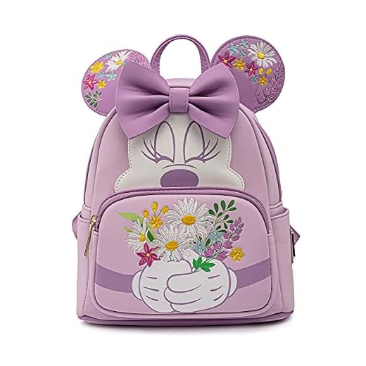 Loungefly Disney Minnie Mouse Holding Flowers Womens Double Strap Shoulder Bag Purse