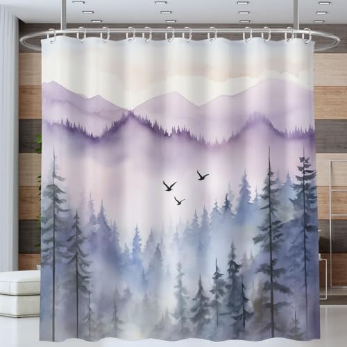 Rideau de douche imperméable lavable en machine bleu violet 180x200 - 3