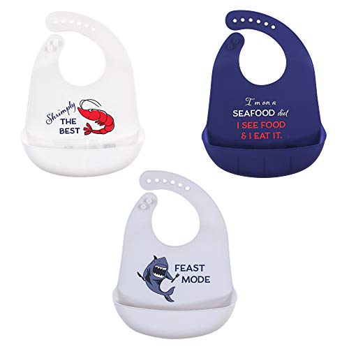 Bavoirs en silicone imperméables Hudson Baby Seafood avec récupérateur de miettes