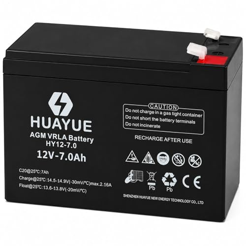 HUAYUE 12V 7ah Rechargeable Sealed Lead Acid Battery VRLA SLA AGM Rechargeable Home Energy Storage Batteries F2 Terminals (1 Pack)