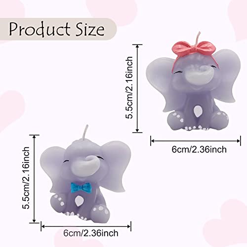 2 Pcs Cute Elephant Aesthetic Candles, Trendy Pair Elephants Candle, Handmade Adorable Cute Elephant Baby Shower Cake Topper Candle For Couples Birthday Anniversary Home Party Decor #TOP1